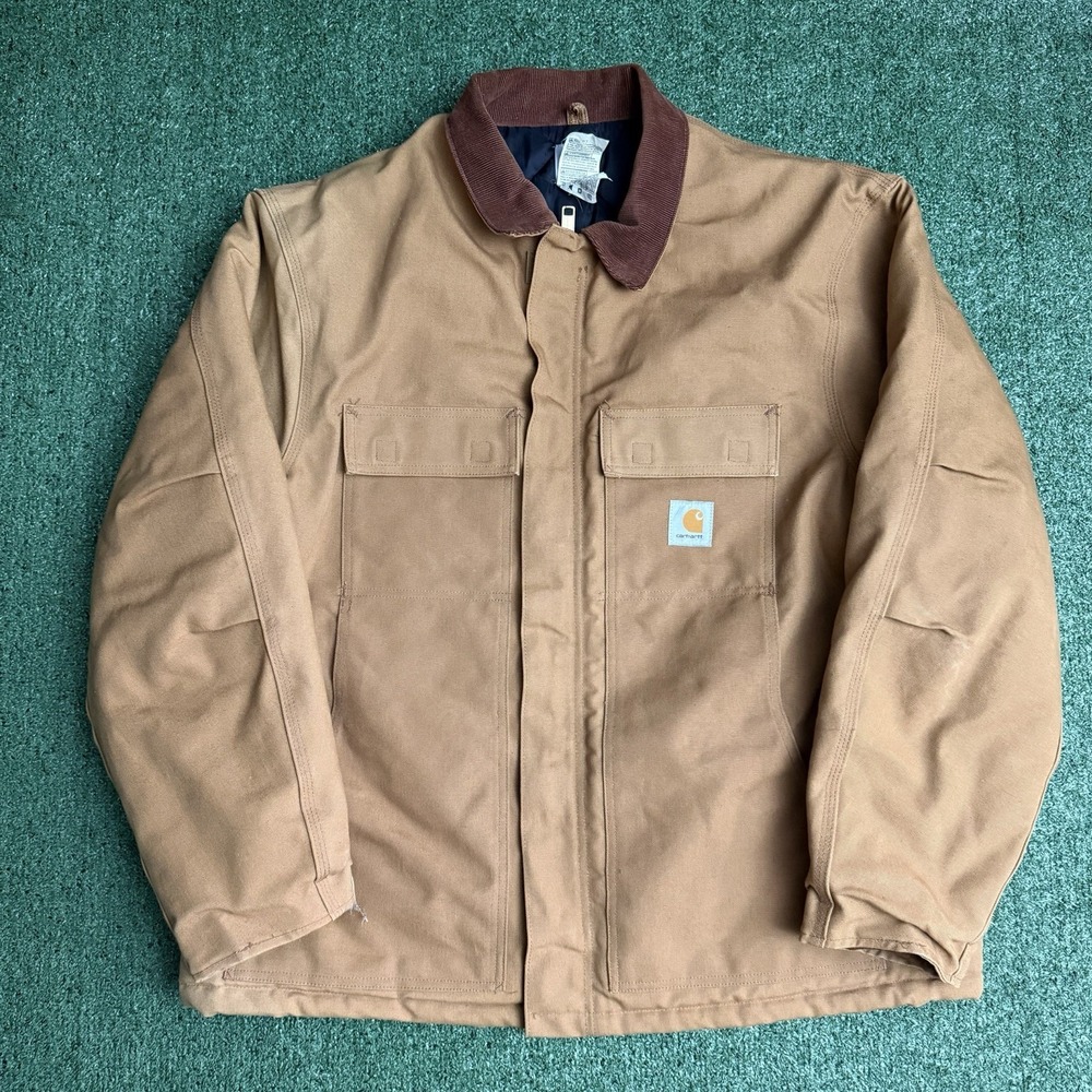 Vtg Carhartt C03 BRN Duck Arctic Quilt Lined Detroit Coat Size 48 Made in USA